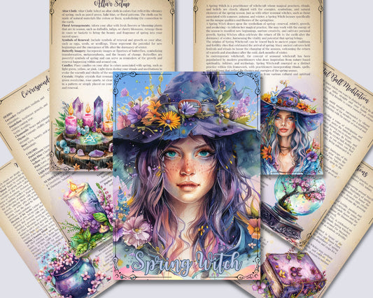 Spring Witch. Season of the Witch. Beautiful pages for your Grimoire or Book Of Shadows. Printable.