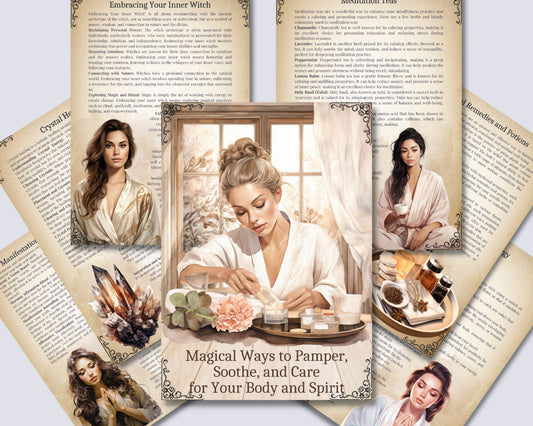 Magical Ways to Pamper, Soothe, and Care for Your Body and Spirit. Printable.