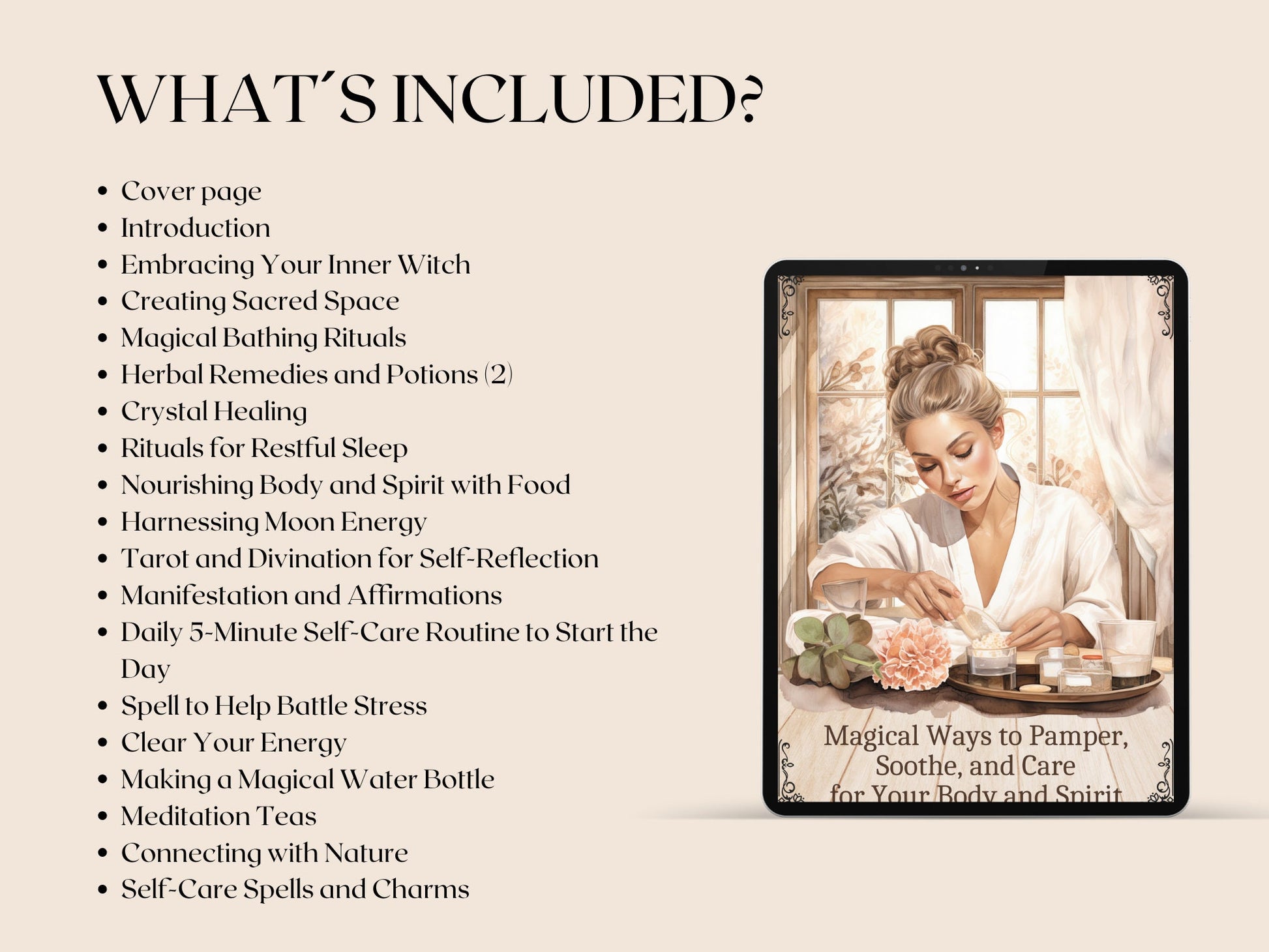 Magical Ways to Pamper, Soothe, and Care for Your Body and Spirit. Printable.