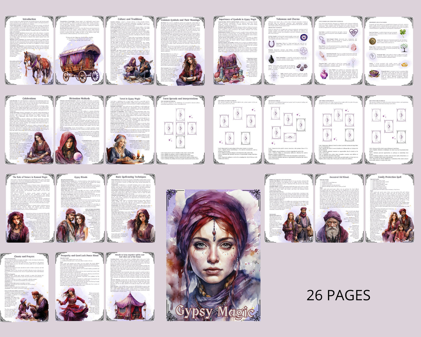 Gypsy Magic. The Ultimate Basic Guide to Romani Witchcraft, Signs, Symbols, Talismans, Charms, Amulets, Tarot, Spells, and More. Printable