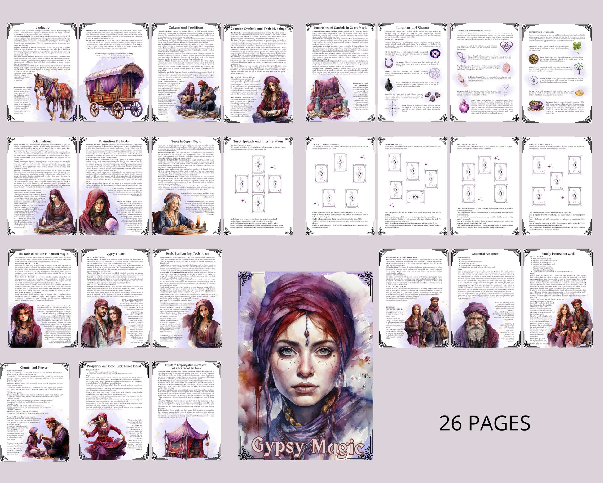Gypsy Magic. The Ultimate Basic Guide to Romani Witchcraft, Signs, Symbols, Talismans, Charms, Amulets, Tarot, Spells, and More. Printable