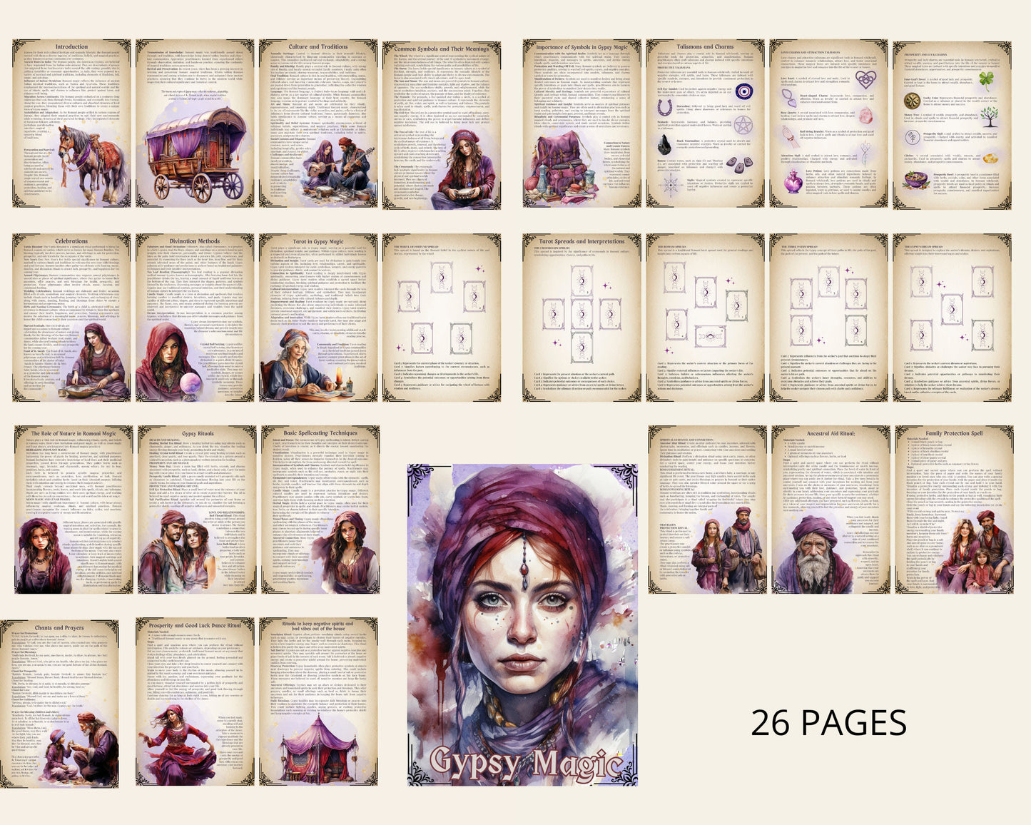 Gypsy Magic. The Ultimate Basic Guide to Romani Witchcraft, Signs, Symbols, Talismans, Charms, Amulets, Tarot, Spells, and More. Printable