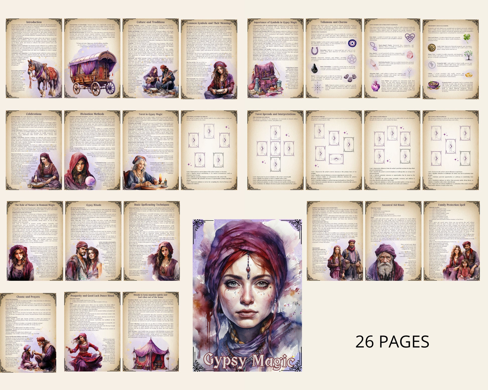 Gypsy Magic. The Ultimate Basic Guide to Romani Witchcraft, Signs, Symbols, Talismans, Charms, Amulets, Tarot, Spells, and More. Printable