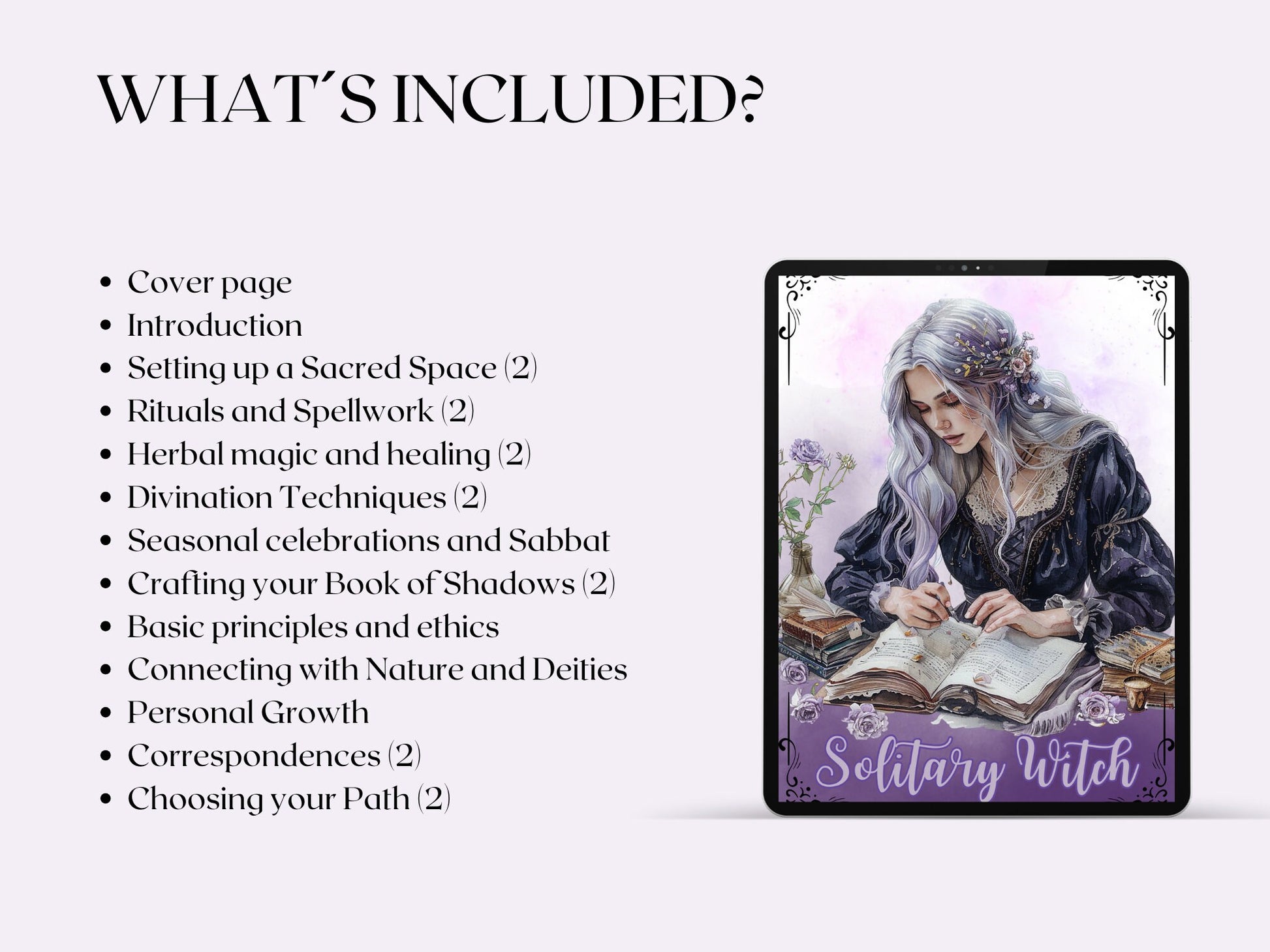 Solitary Witch. Beautiful pages for your Grimoire or Book Of Shadows. Printable.