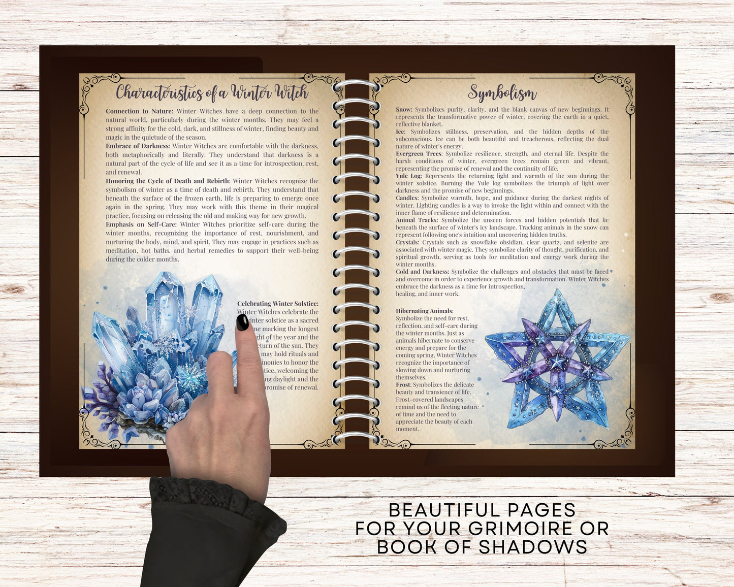 Winter Witch. Season of the Witch. Beautiful pages for your Grimoire or Book Of Shadows. Printable.