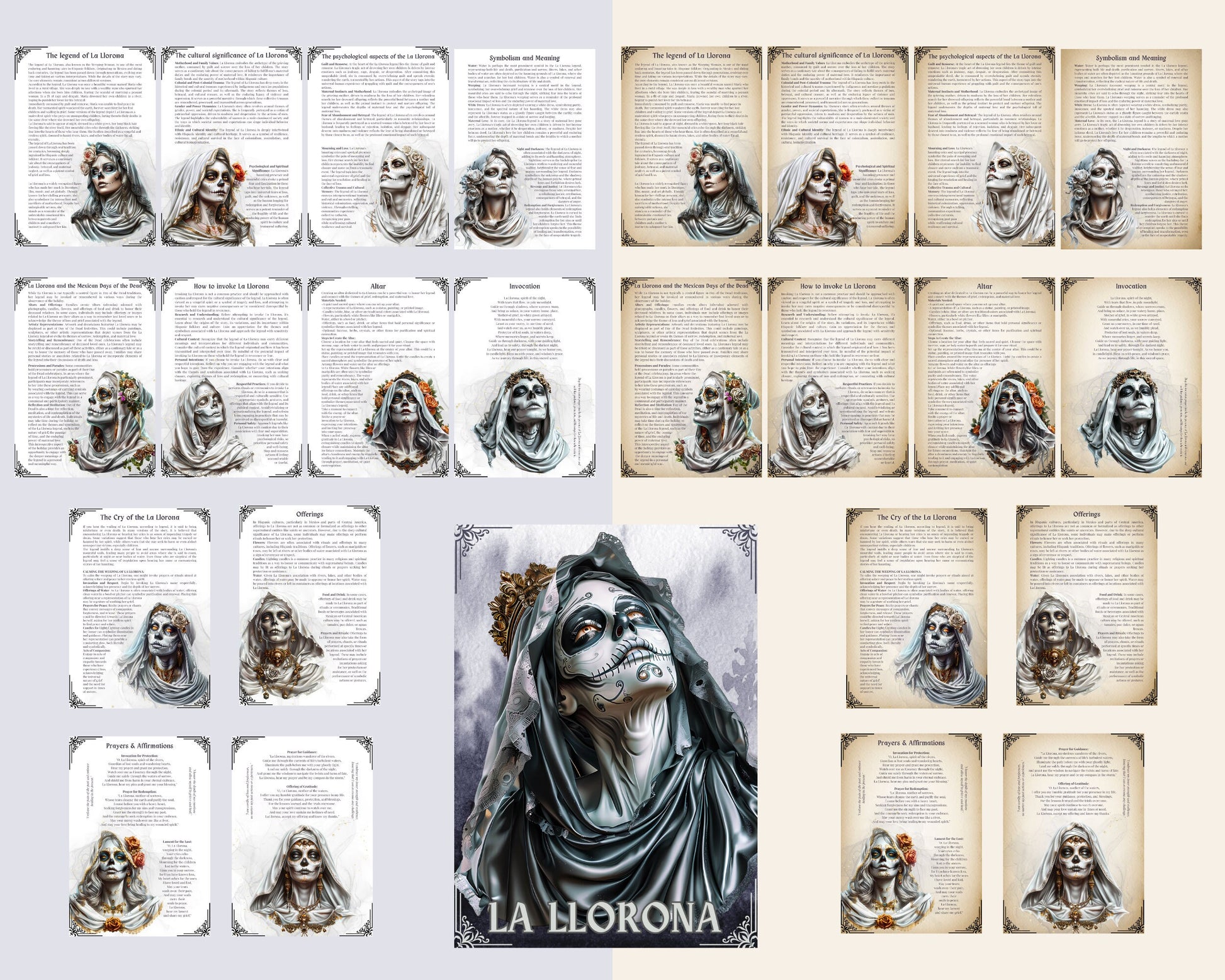 La Llorona. The Weeping Woman. Mexican Legend. Beautiful pages for your Book Of Shadows.