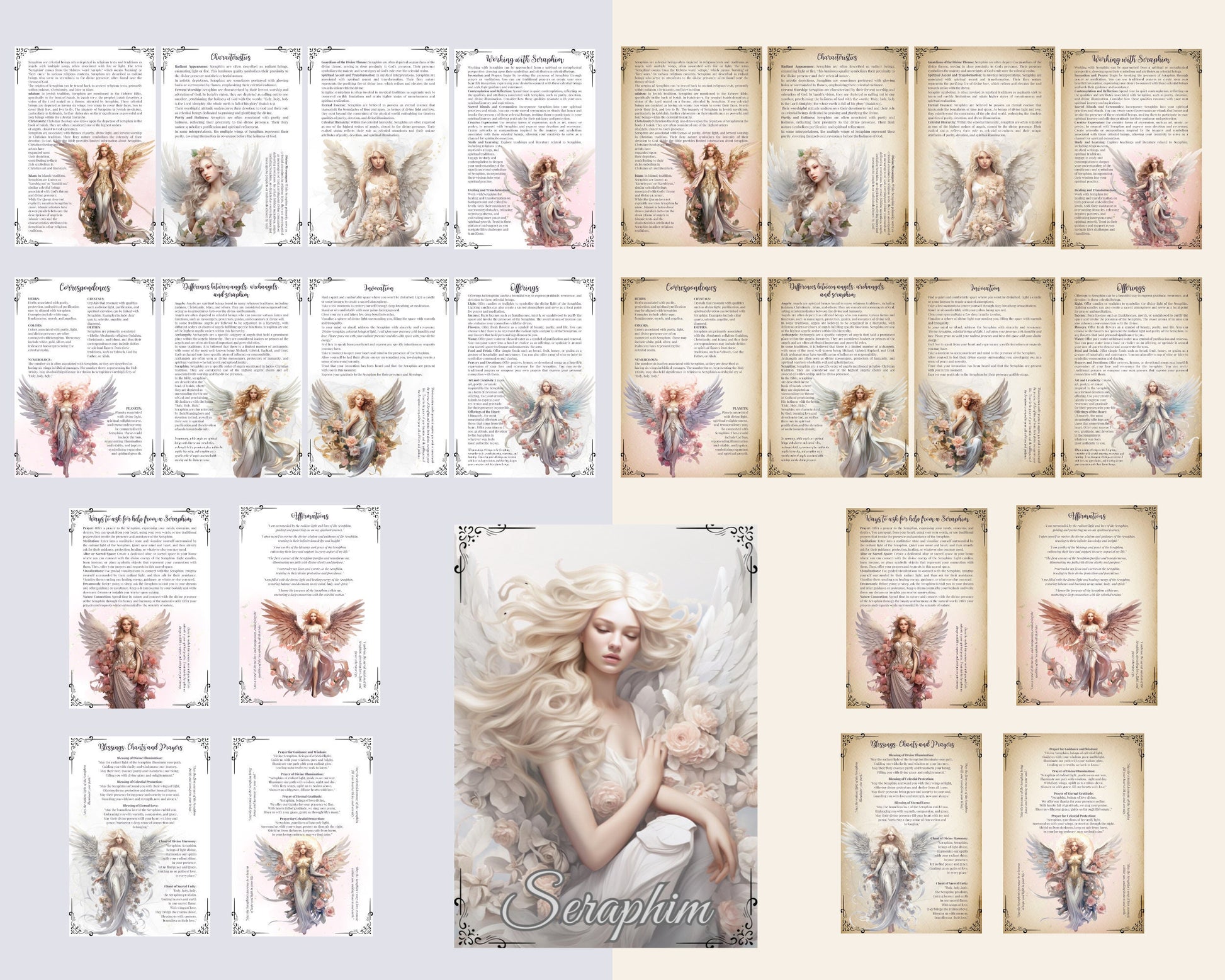 Seraphim. Beautiful pages for your Grimoire or Book Of Shadows. Printable