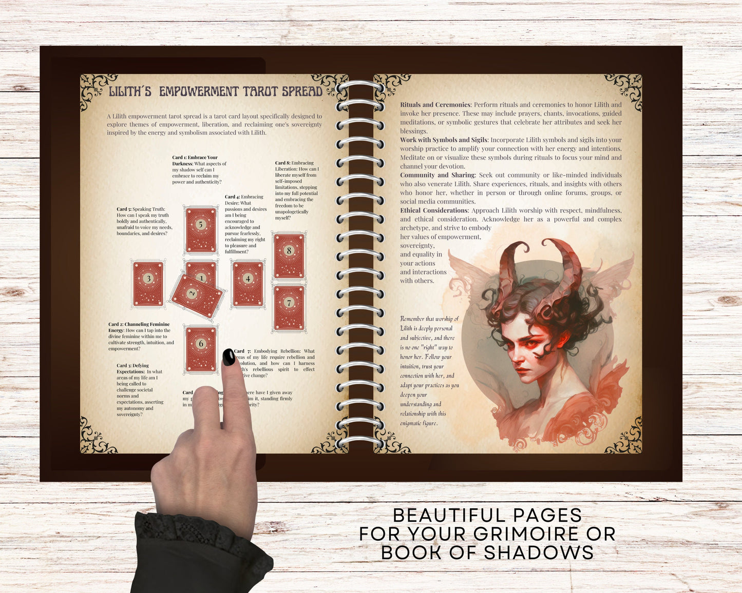 Lilith Grimoire. A Guide to Working with the Dark Goddess Lilith. 16 Beautiful printable Grimoire pages.