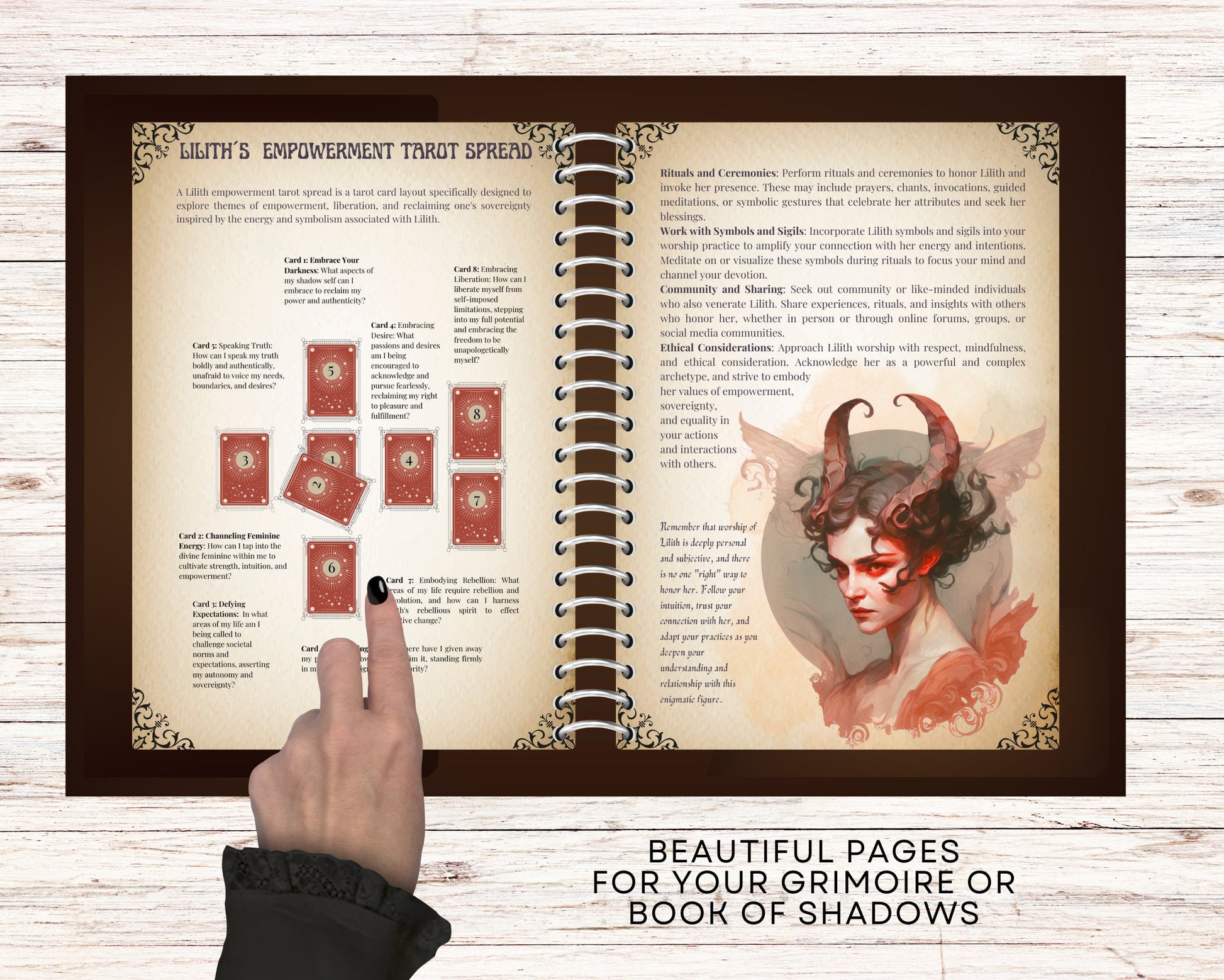 Lilith Grimoire. A Guide to Working with the Dark Goddess Lilith. 16 Beautiful printable Grimoire pages.