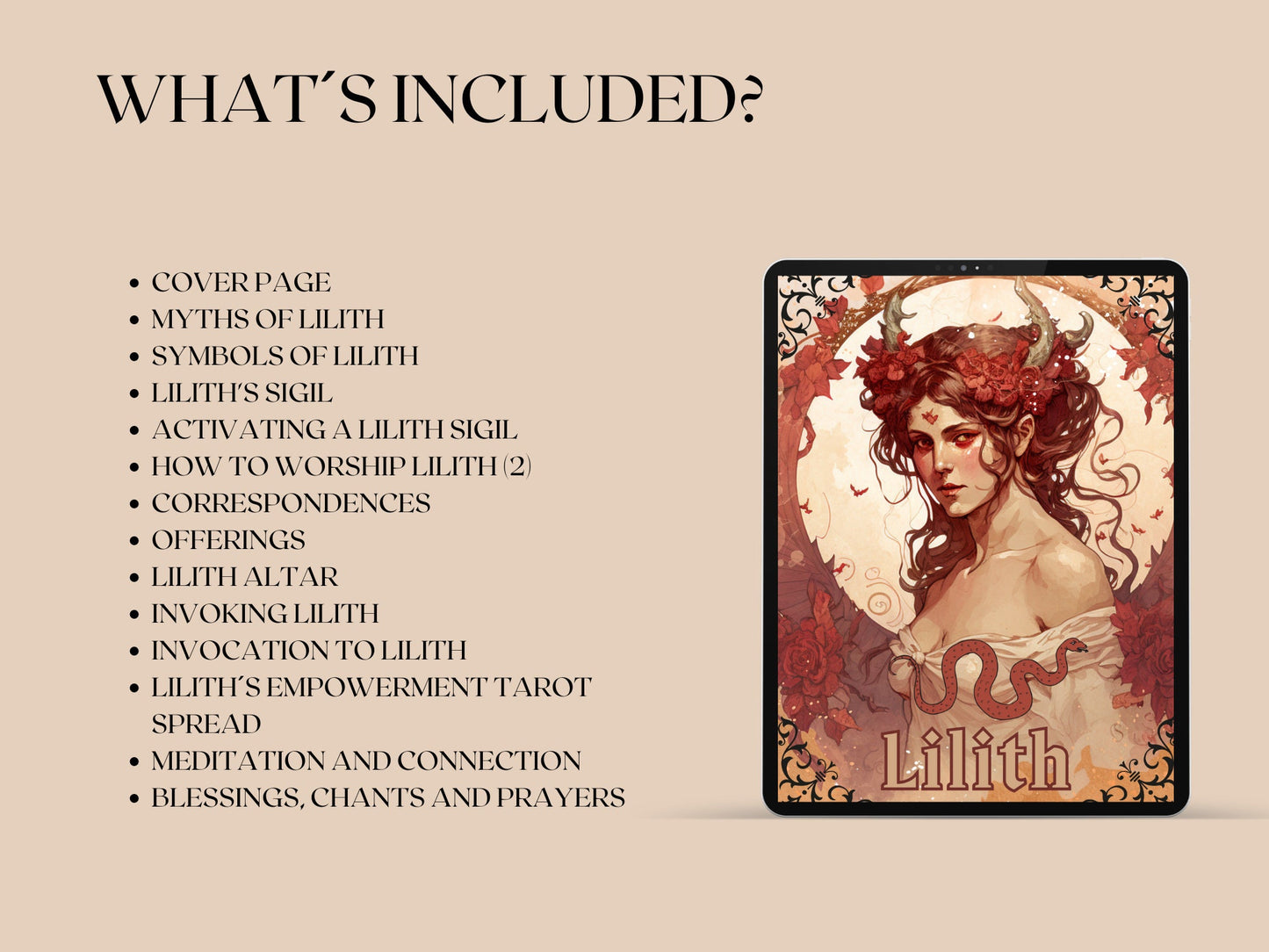 Lilith Grimoire. A Guide to Working with the Dark Goddess Lilith. 16 Beautiful printable Grimoire pages.