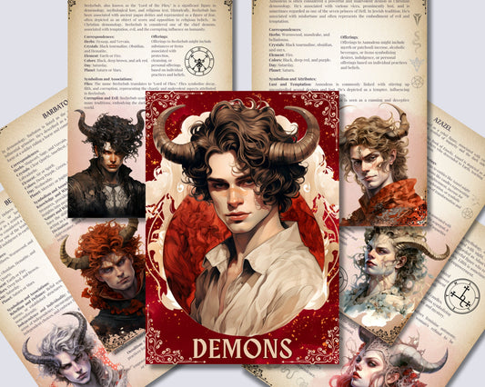 Demons Grimoire pages. Beautiful version. Demonic witchcraft. Printable Grimoire pages.
