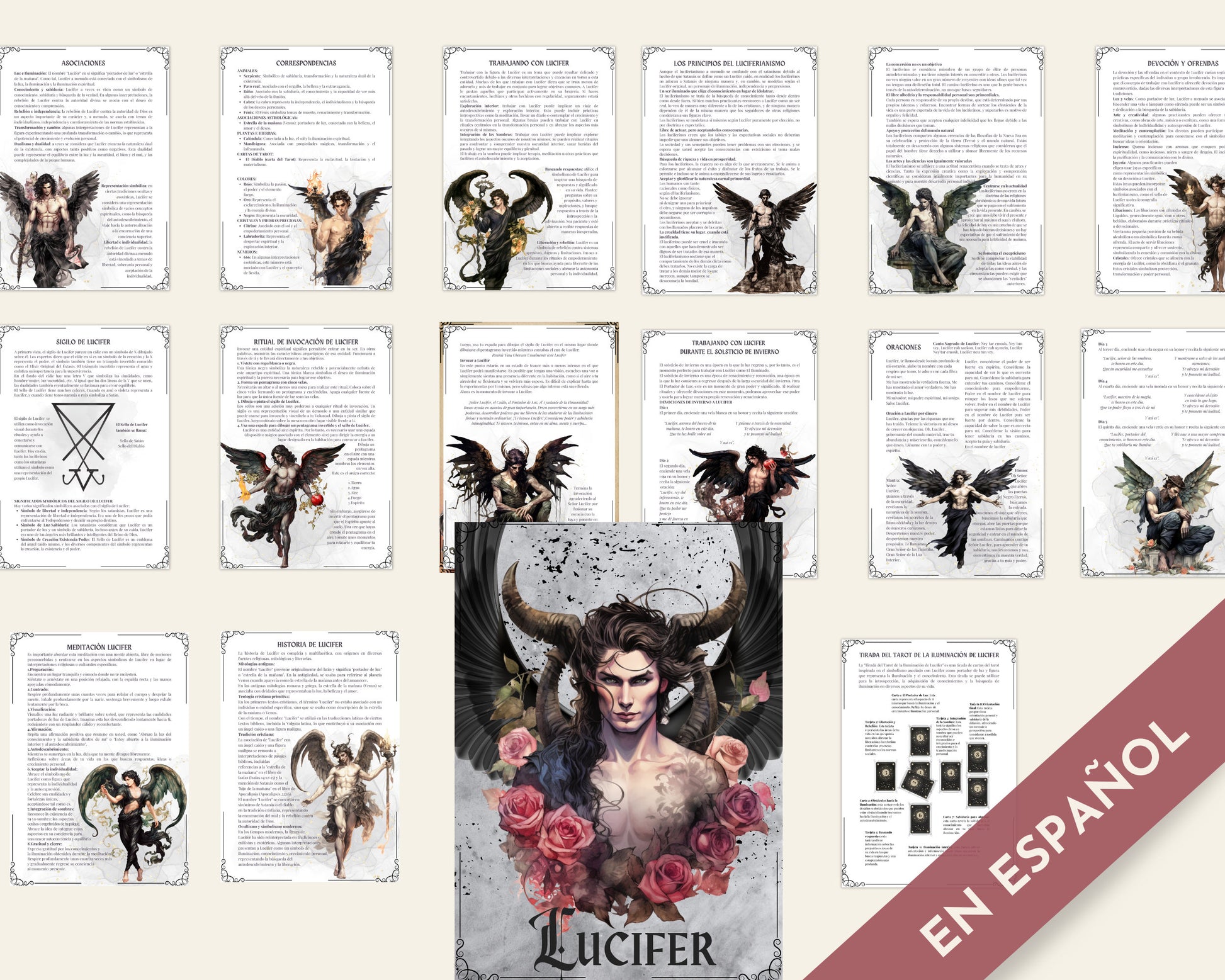 LUCIFER. EN ESPAÑOL. Hermosas páginas de Grimorio para trabajar con Lucifer. Descarga instantánea.