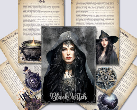 Black Witch. Beautiful pages for your Grimoire or Book Of Shadows. Printable