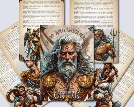 Greek GODS AND GODDESSES. Beautiful pages for your Grimoire or Book Of Shadows. Printable