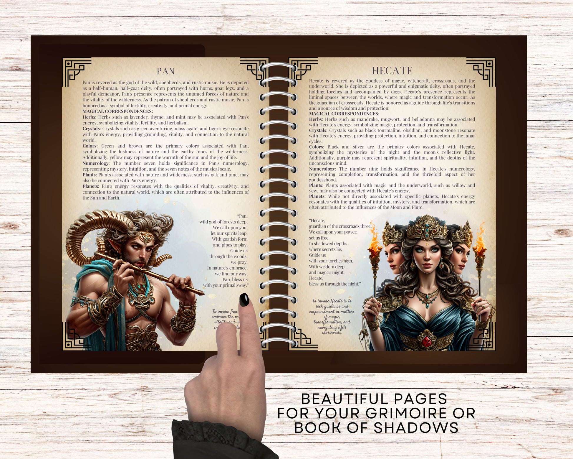 Greek GODS AND GODDESSES. Beautiful pages for your Grimoire or Book Of Shadows. Printable