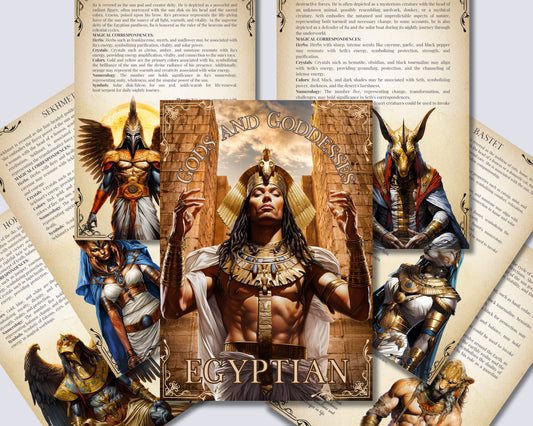 Egyptian Gods and Goddesses. Beautiful pages for your Grimoire or Book Of Shadows. Printable