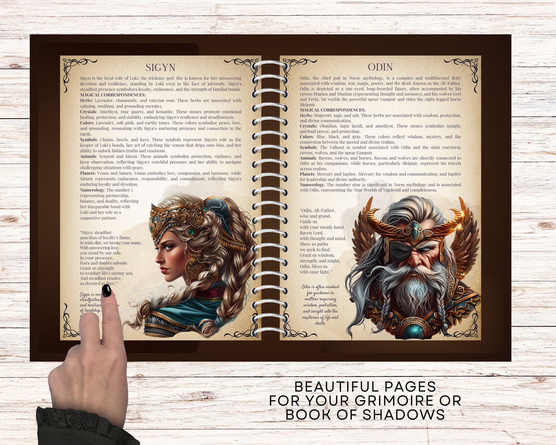 NORSE Gods and Goddesses. The most complete. Beautiful pages for your Grimoire or Book Of Shadows. Printable