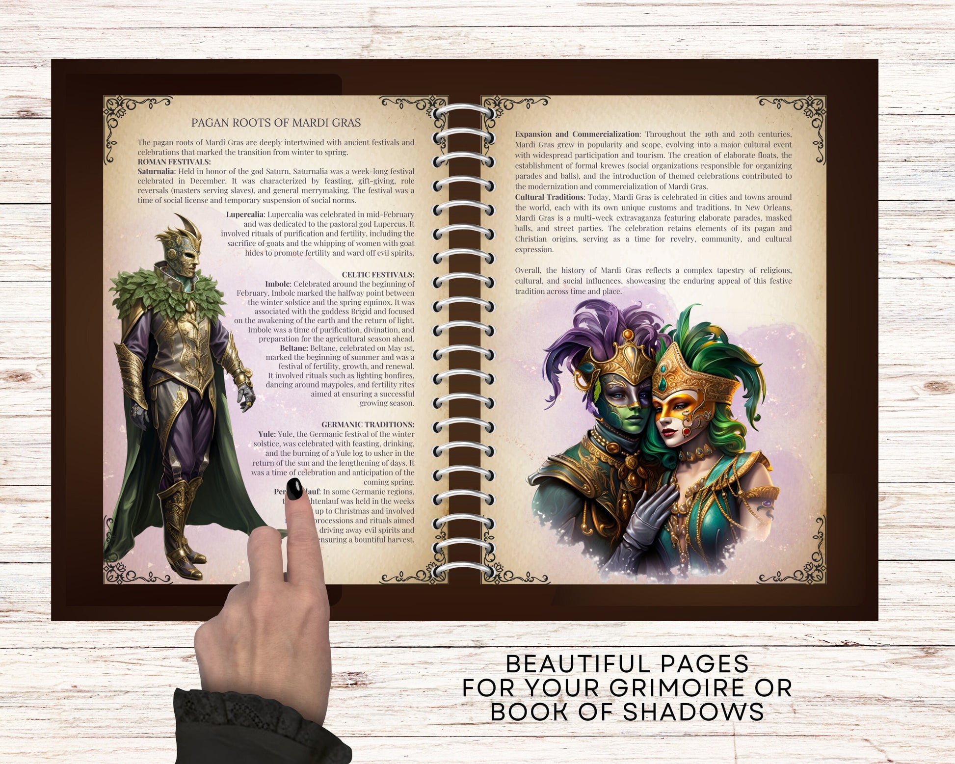 Mardi Gras. Beginners guide. Beautiful pages for your Grimoire or Book Of Shadows.