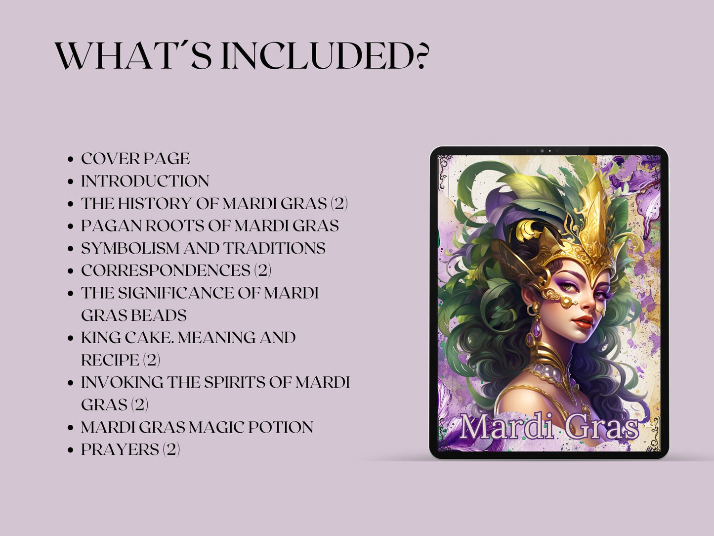 Mardi Gras. Beginners guide. Beautiful pages for your Grimoire or Book Of Shadows.