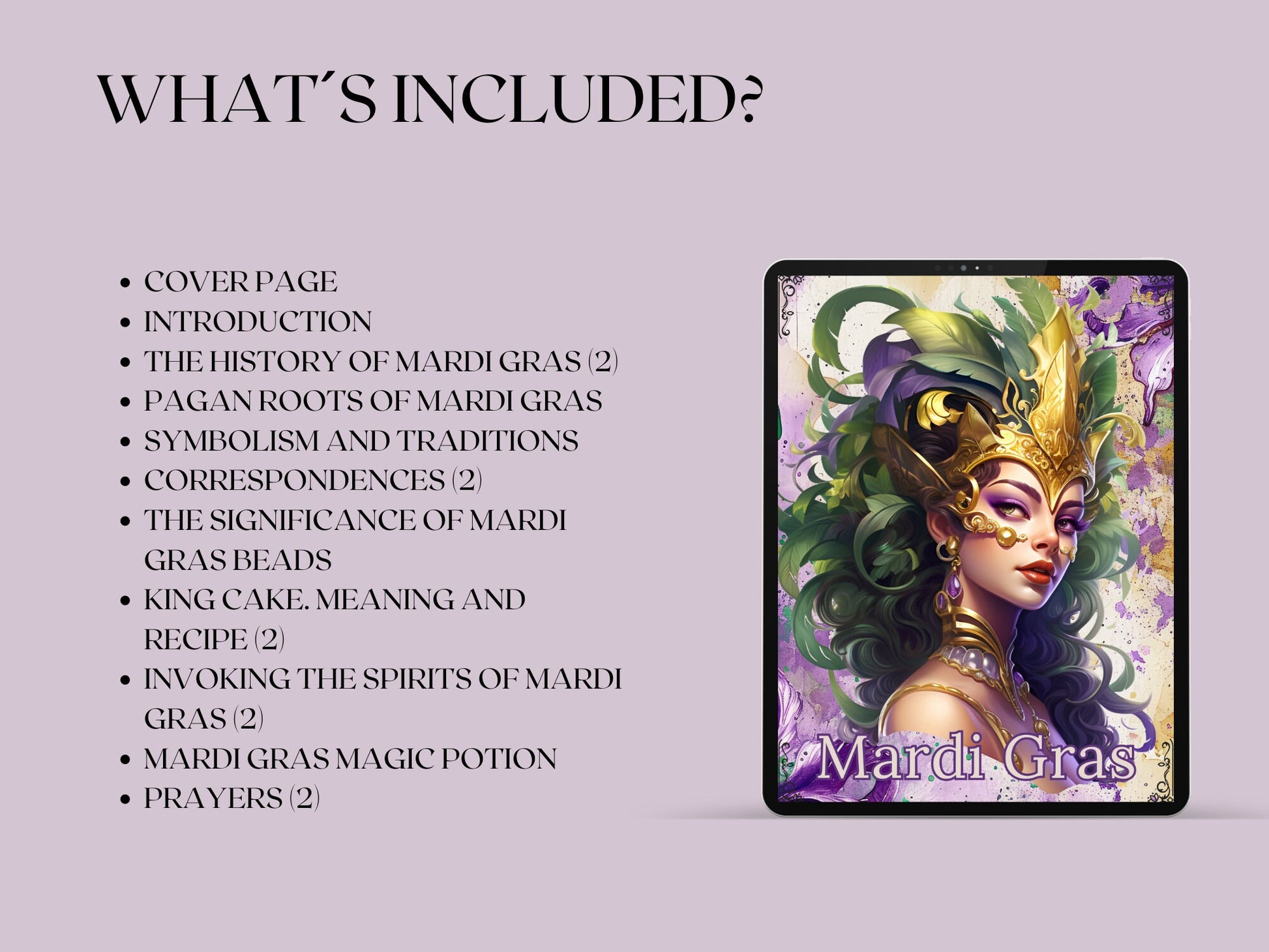 Mardi Gras. Beginners guide. Beautiful pages for your Grimoire or Book Of Shadows.