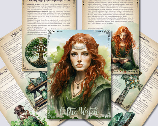 Celtic Witch. Beautiful pages for your Grimoire or Book Of Shadows. Printable