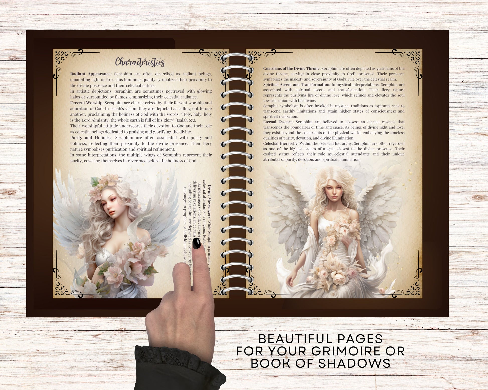 Seraphim. Beautiful pages for your Grimoire or Book Of Shadows. Printable