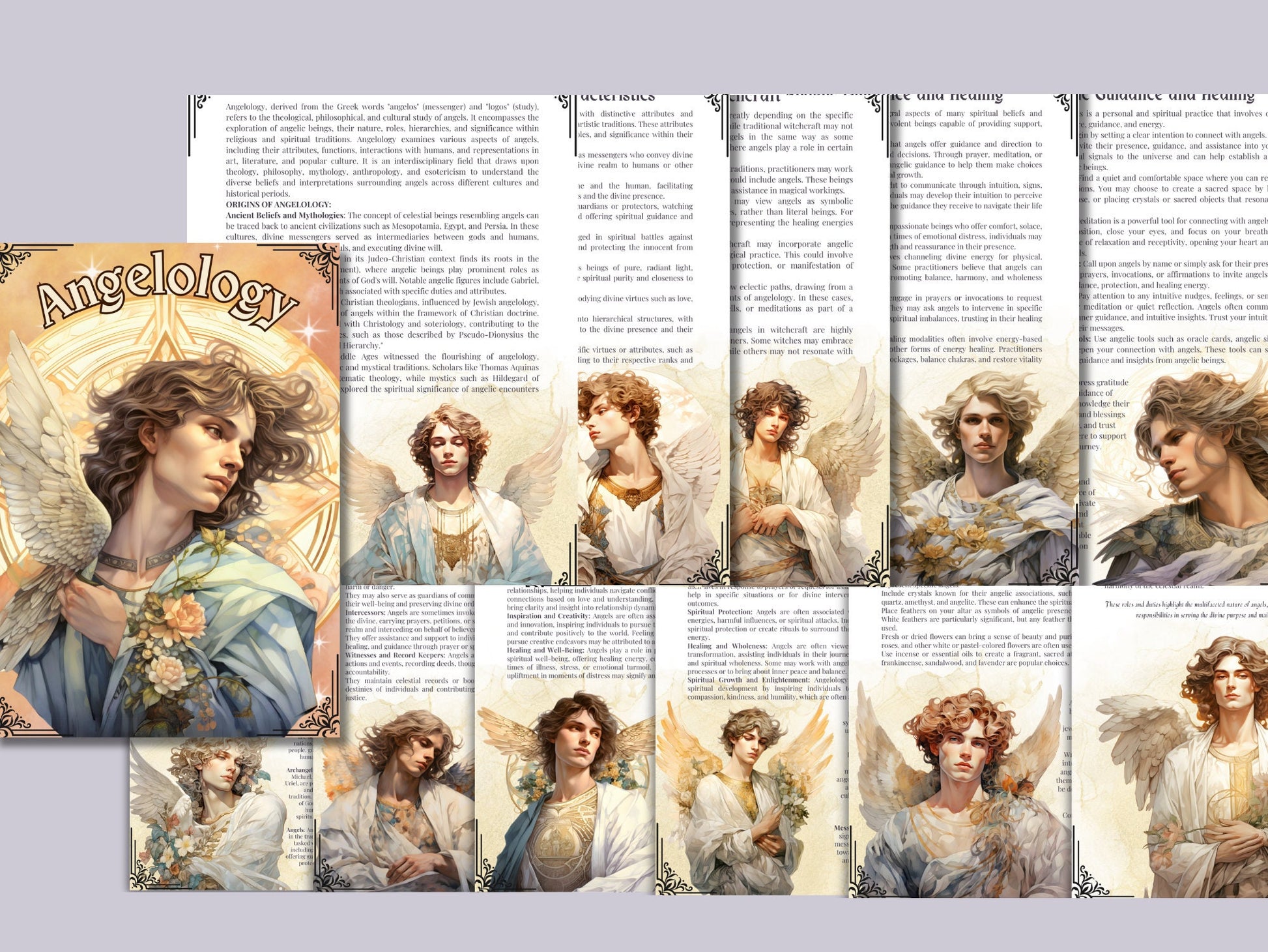Angelology. Beautiful pages for your Grimoire or Book of Shadows. Printable