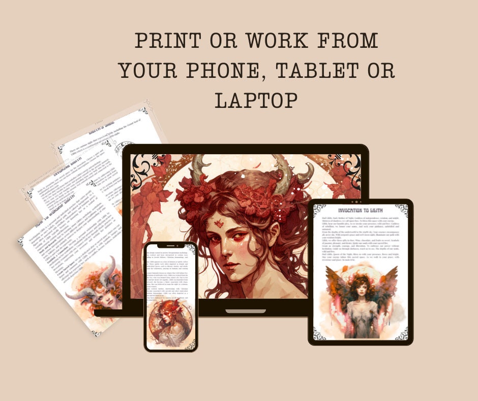 Lilith Grimoire. A Guide to Working with the Dark Goddess Lilith. 16 Beautiful printable Grimoire pages.