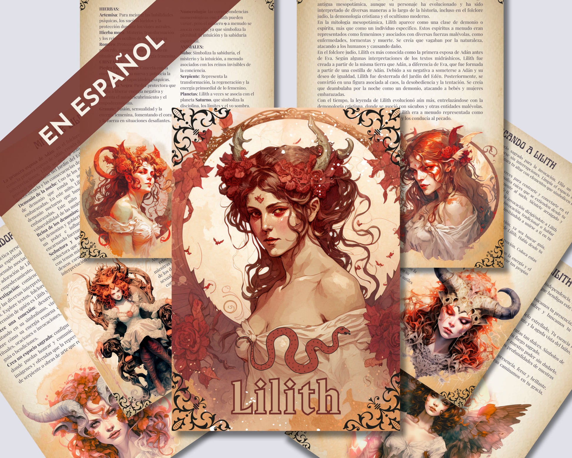 Lilith Grimorio. EN ESPAÑOL. Una guía para trabajar con la diosa oscura Lilith. 16 hermosas páginas de Grimorio imprimibles.