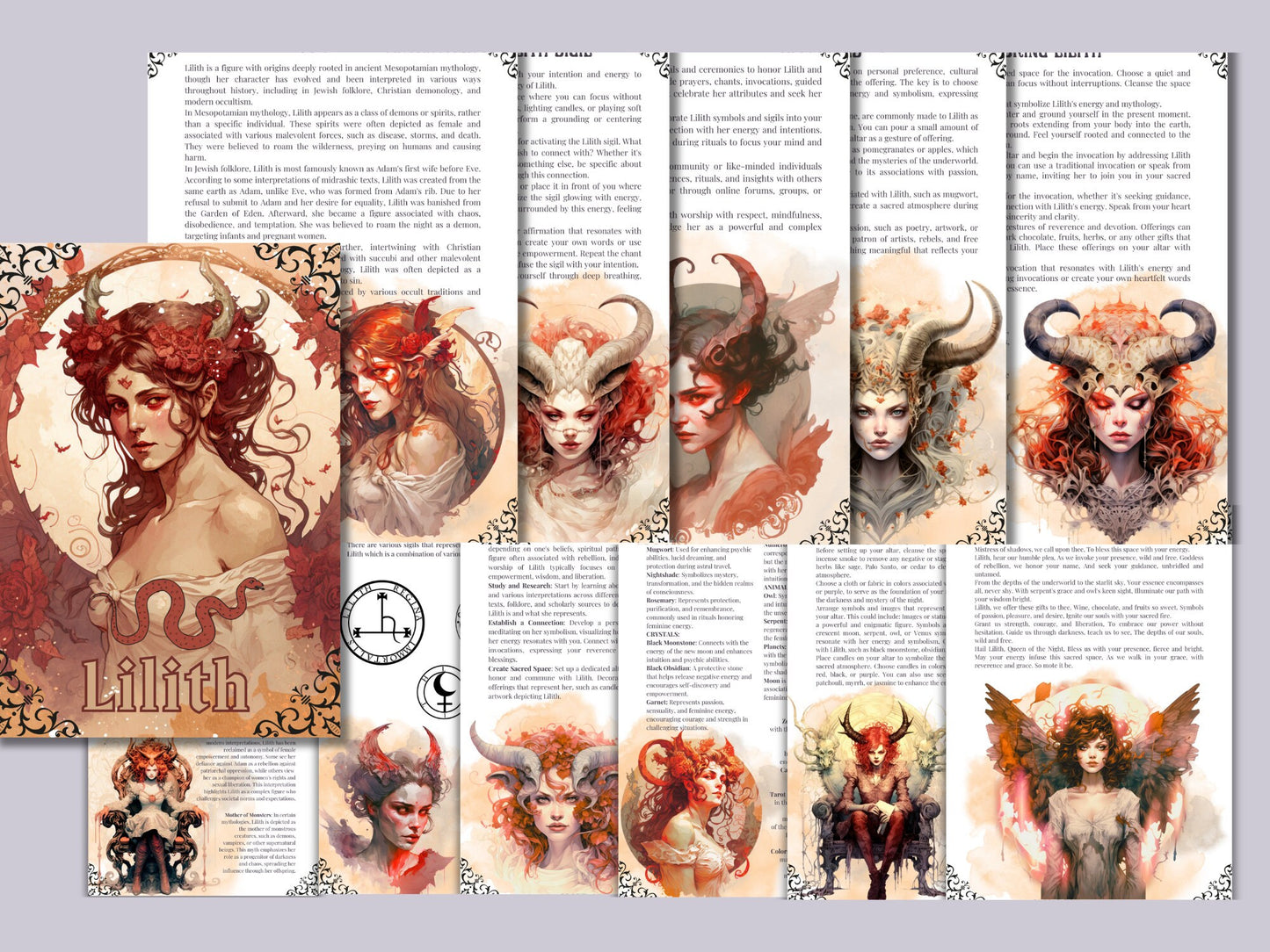 Lilith Grimorio. EN ESPAÑOL. Una guía para trabajar con la diosa oscura Lilith. 16 hermosas páginas de Grimorio imprimibles.