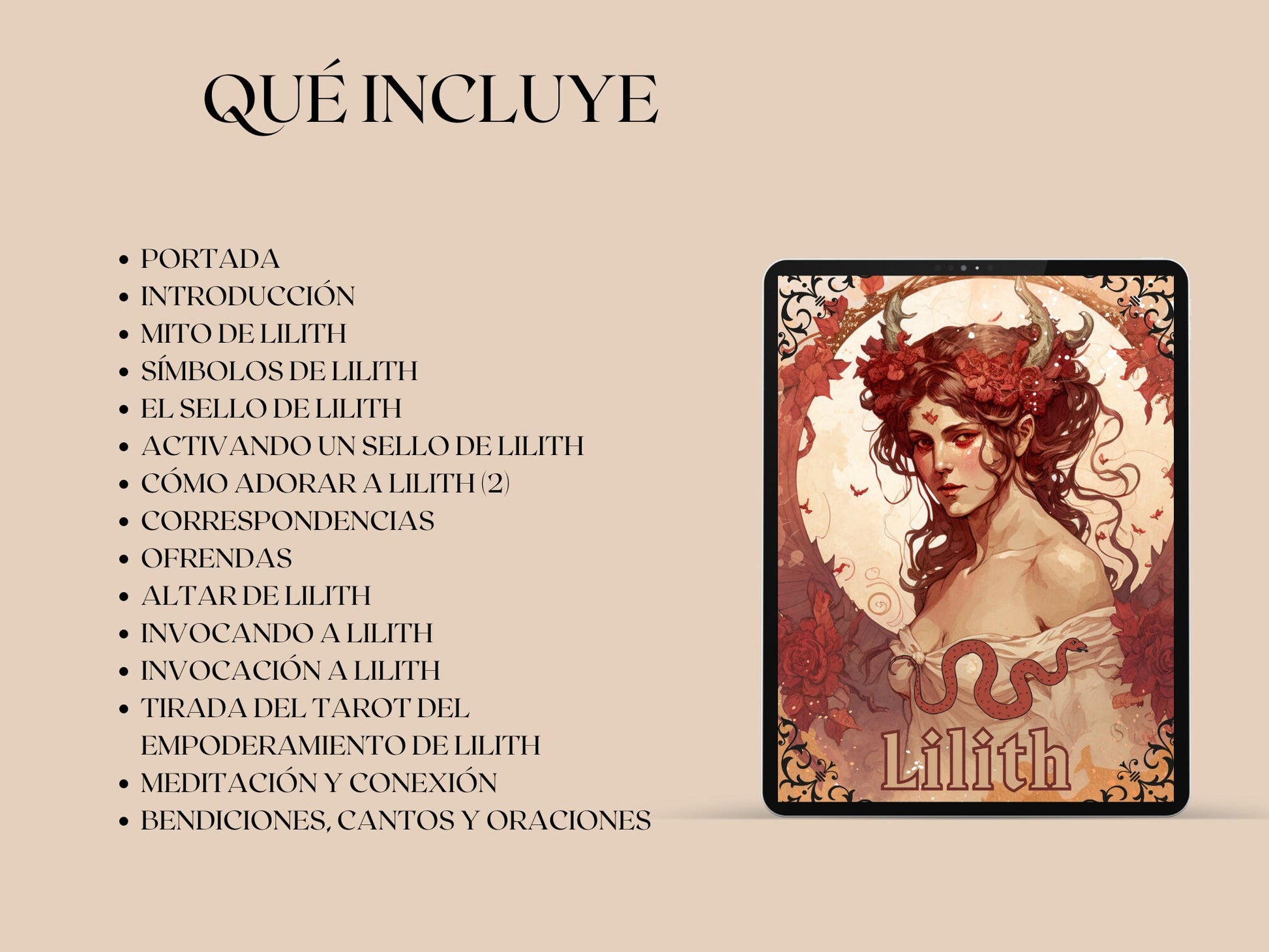 Lilith Grimorio. EN ESPAÑOL. Una guía para trabajar con la diosa oscura Lilith. 16 hermosas páginas de Grimorio imprimibles.