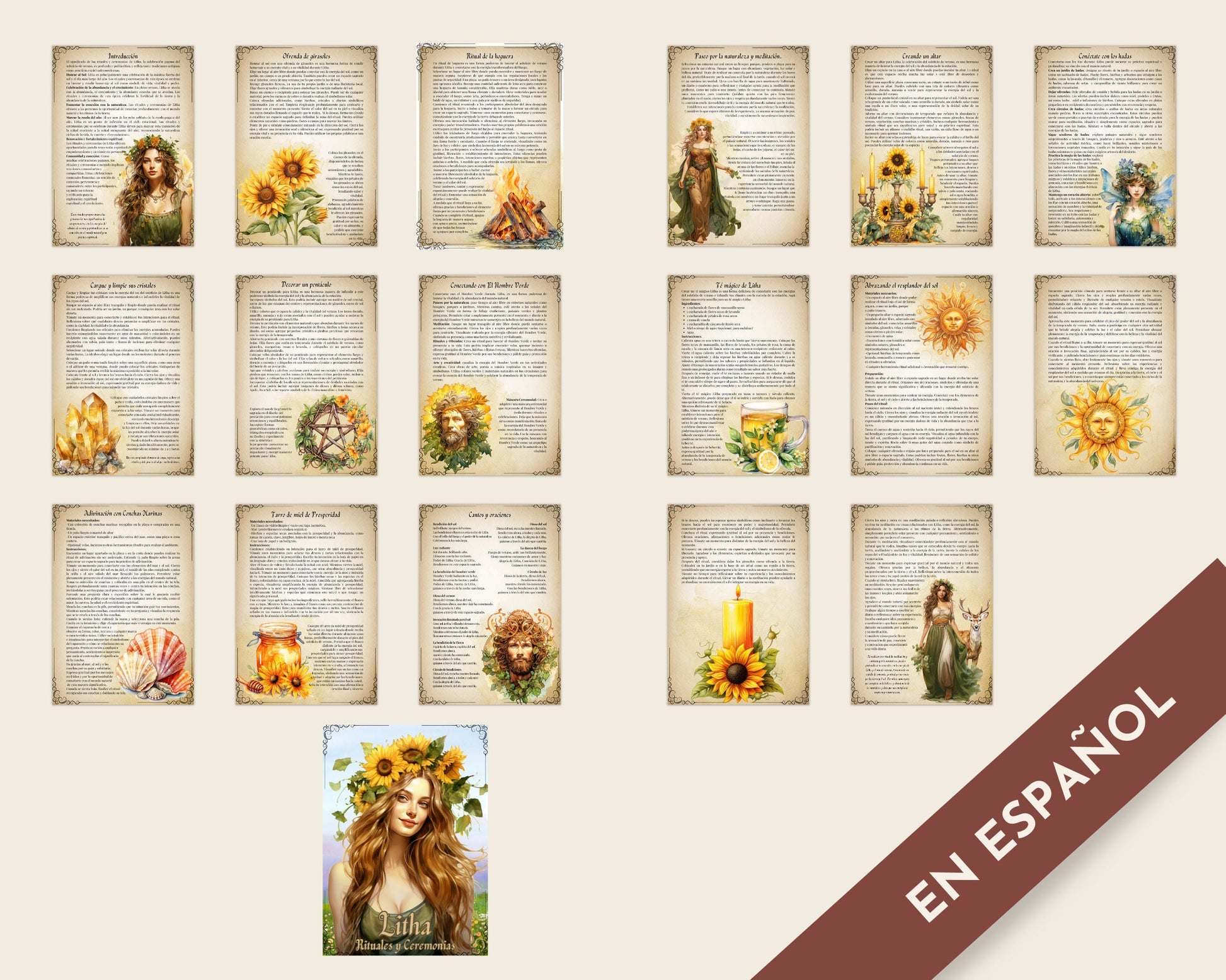 Litha. EN ESPAÑOL. Rituales y Ceremonias. Páginas imprimibles para tu Libro de las Sombras.