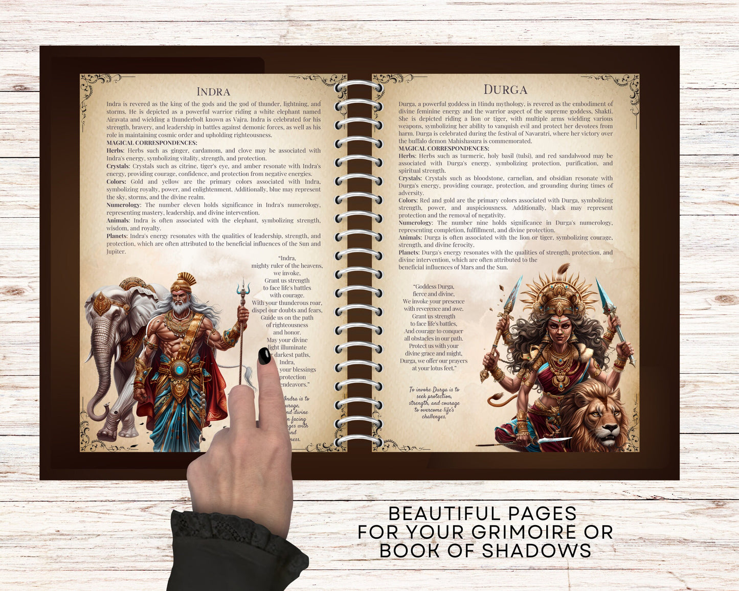 Hindu GODS AND GODDESSES. Beautiful pages for your Grimoire or Book Of Shadows. Printable