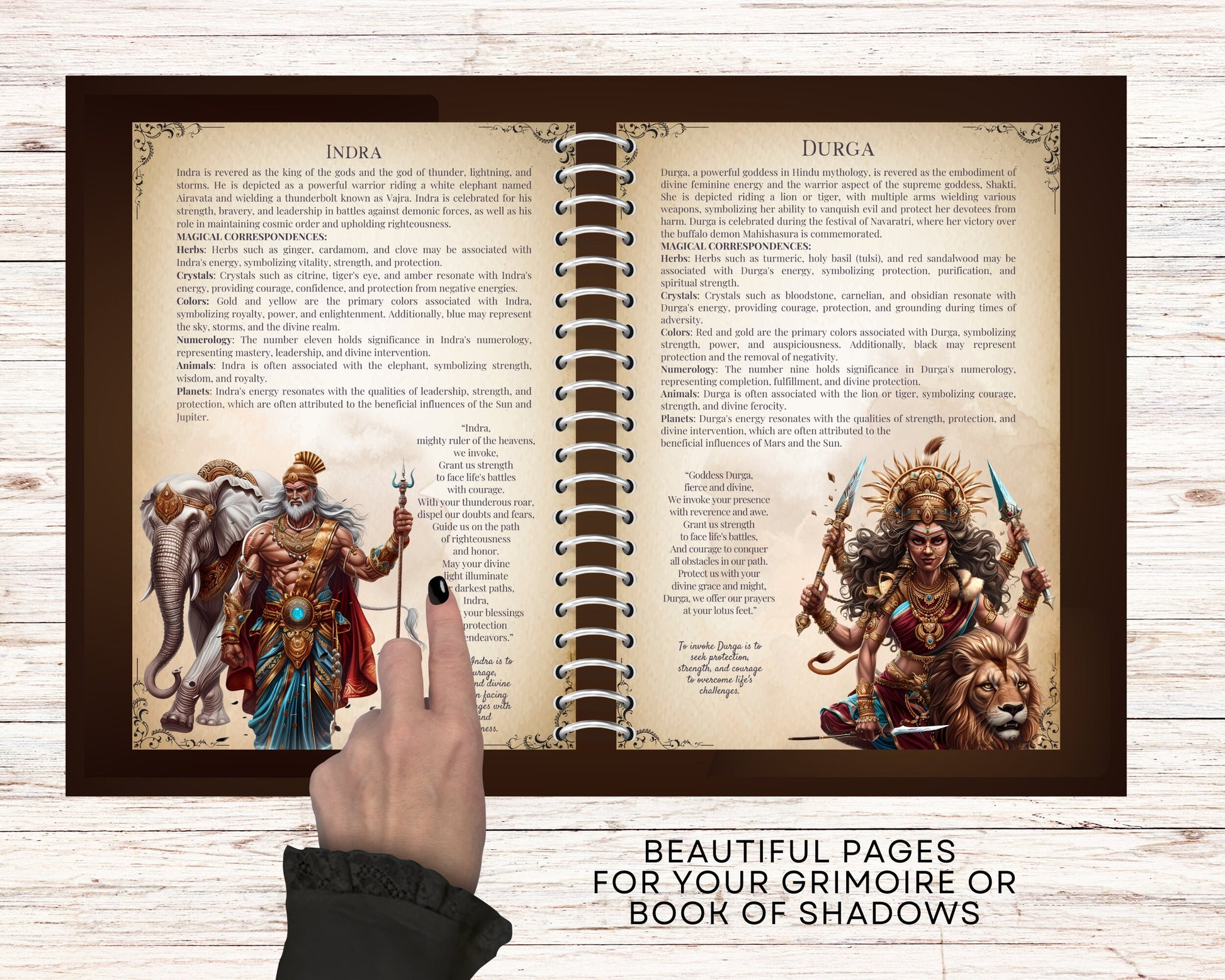 Hindu GODS AND GODDESSES. Beautiful pages for your Grimoire or Book Of Shadows. Printable