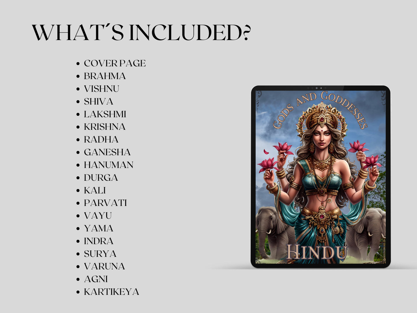 Hindu GODS AND GODDESSES. Beautiful pages for your Grimoire or Book Of Shadows. Printable