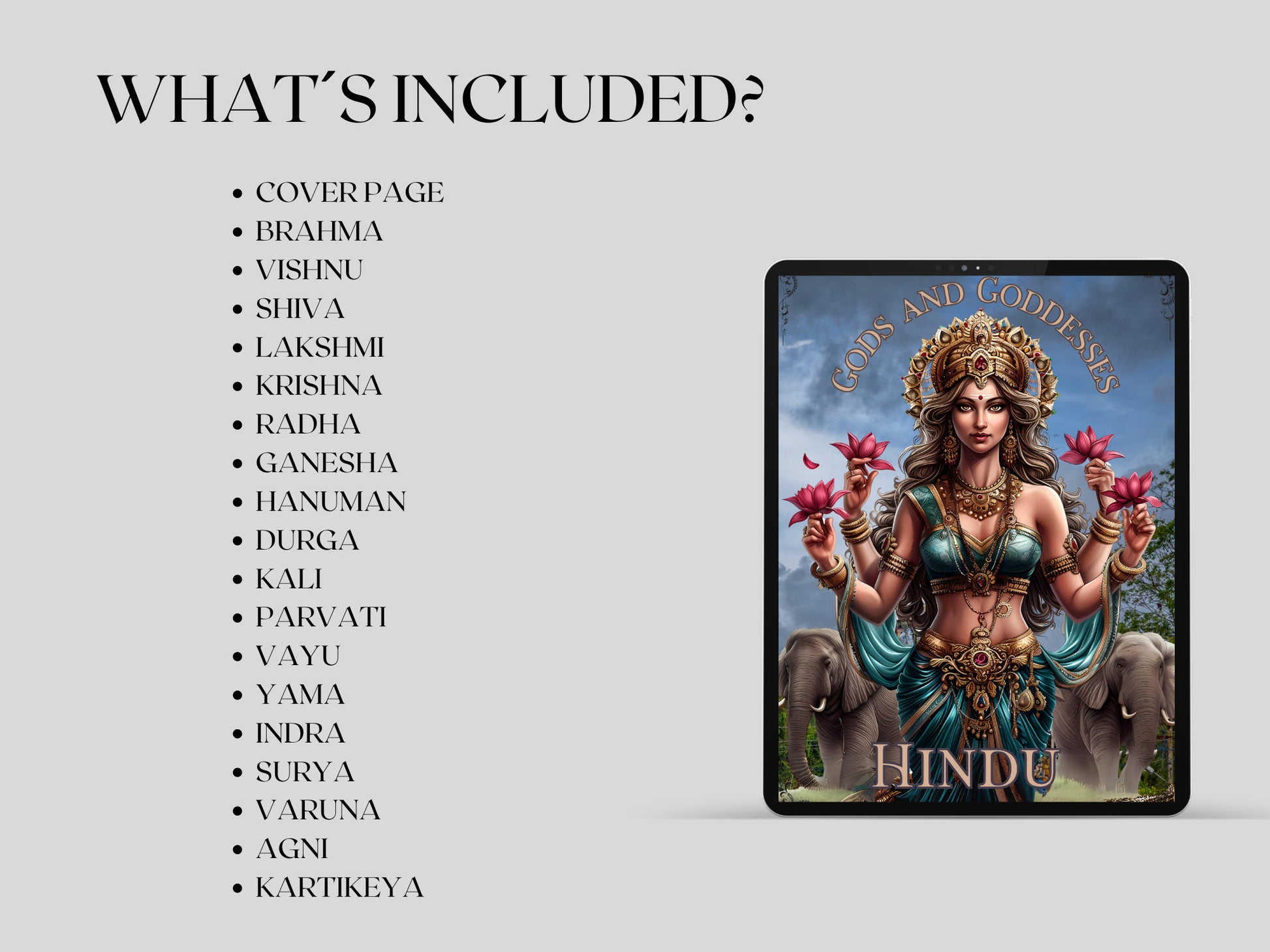 Hindu GODS AND GODDESSES. Beautiful pages for your Grimoire or Book Of Shadows. Printable