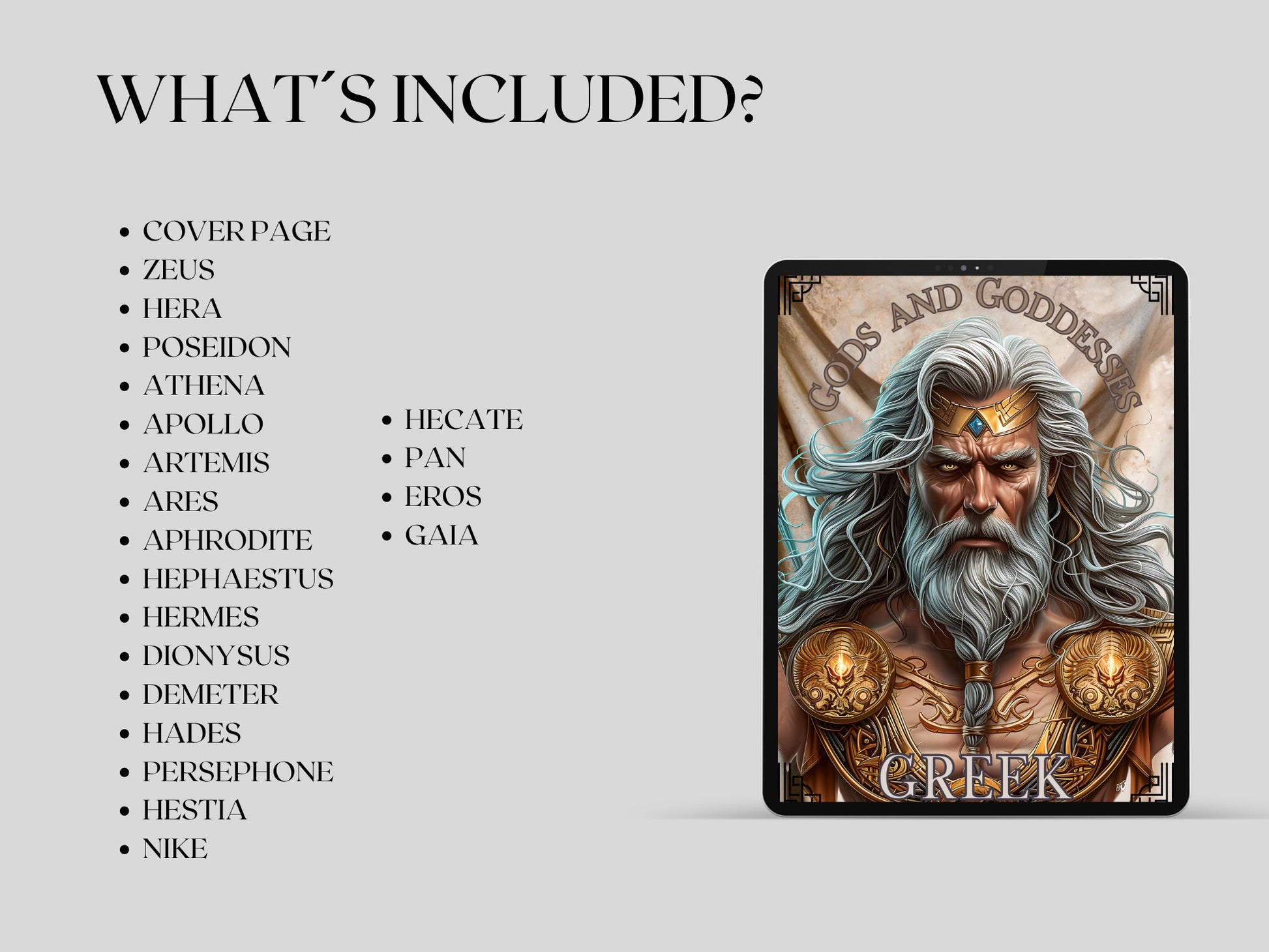 Greek GODS AND GODDESSES. Beautiful pages for your Grimoire or Book Of Shadows. Printable