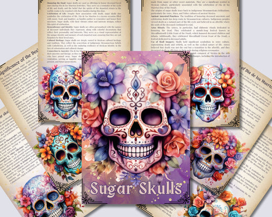 The Complete Guide to Sugar Skulls. Beautiful pages for your Grimoire or Book Of Shadows. Printable.