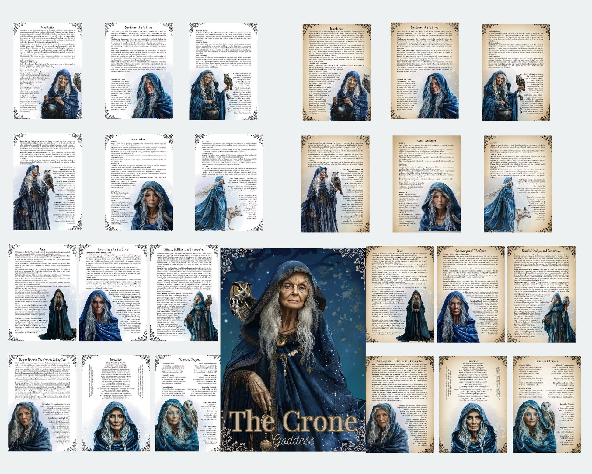 THE CRONE GODDESS. Beautiful pages for your Grimoire or Book Of Shadows. Printable.