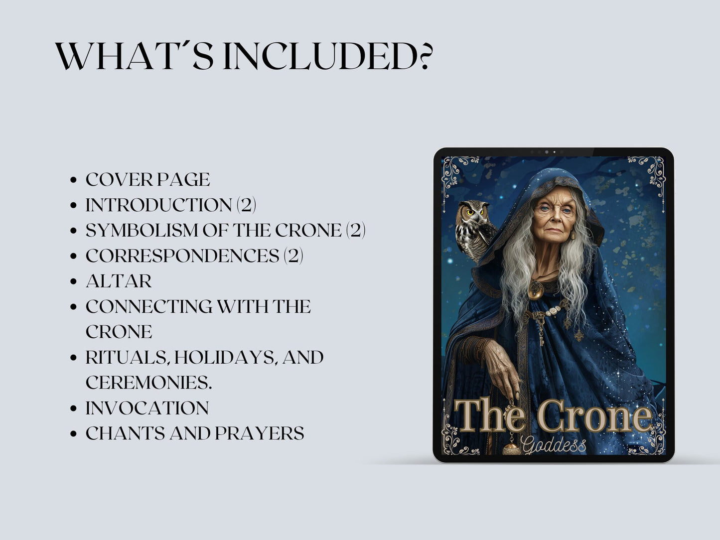THE CRONE GODDESS. Beautiful pages for your Grimoire or Book Of Shadows. Printable.