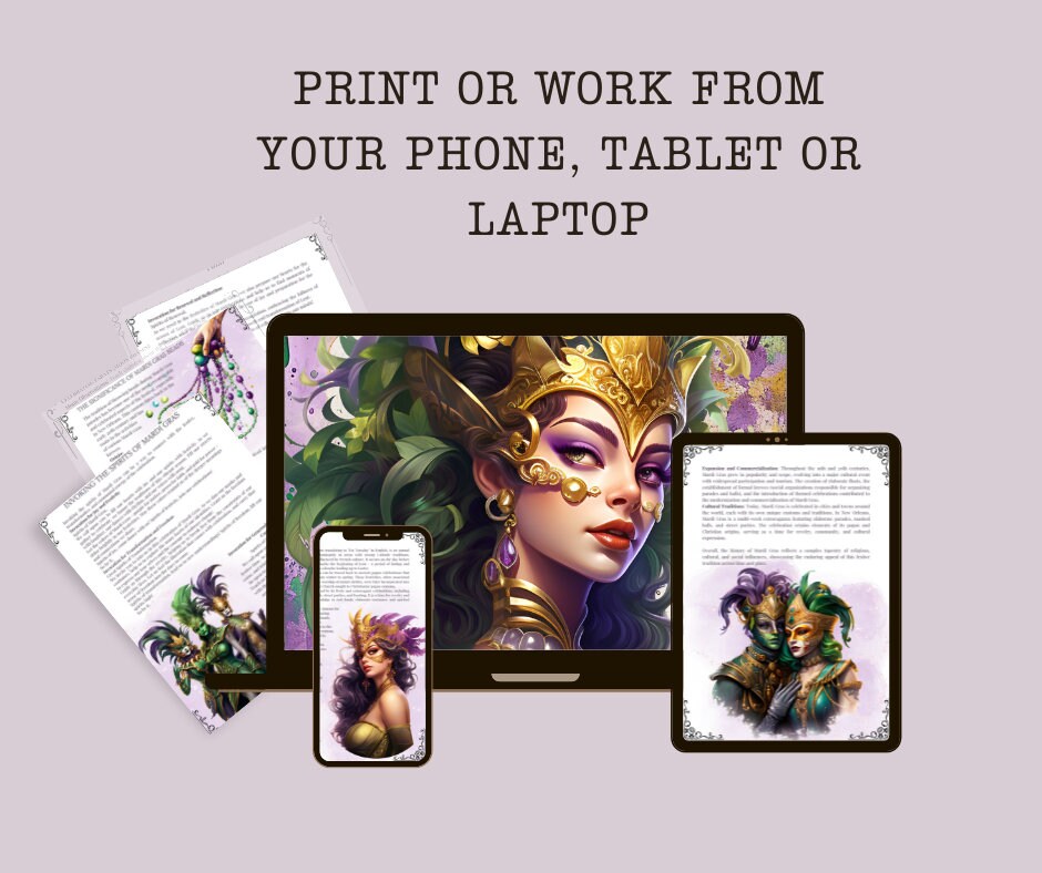 Mardi Gras. Beginners guide. Beautiful pages for your Grimoire or Book Of Shadows.