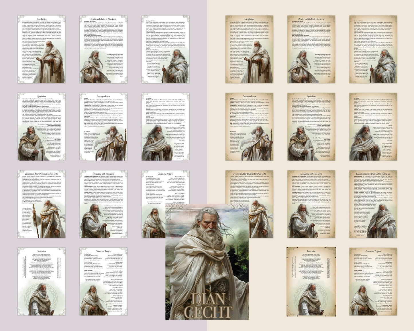 Dian Cecht. Irish God. Healer. Beautiful pages for your Grimoire or Book of Shadows. Printable