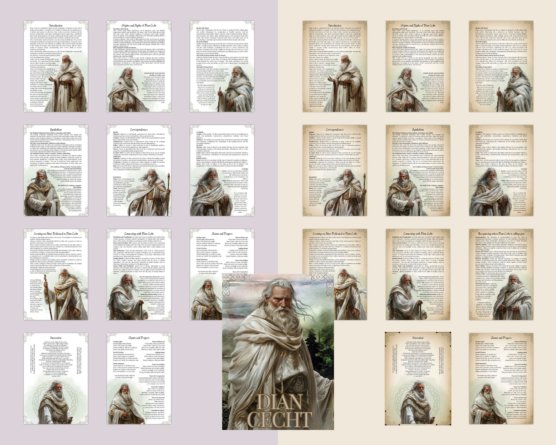 Dian Cecht. Irish God. Healer. Beautiful pages for your Grimoire or Book of Shadows. Printable