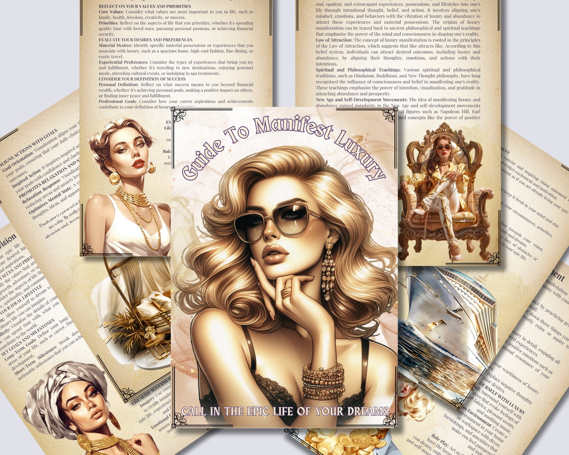 Guide To MANIFEST LUXURY. Call In The Epic Life Of Your Dreams. Basic Guide. Printable.