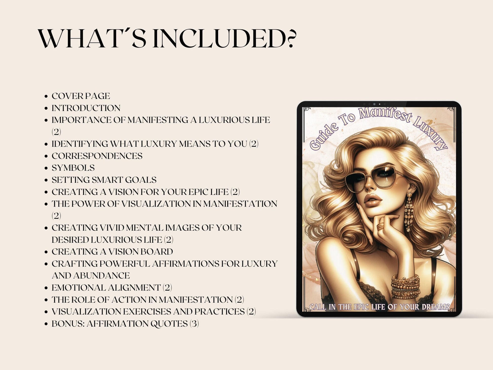 Guide To MANIFEST LUXURY. Call In The Epic Life Of Your Dreams. Basic Guide. Printable.