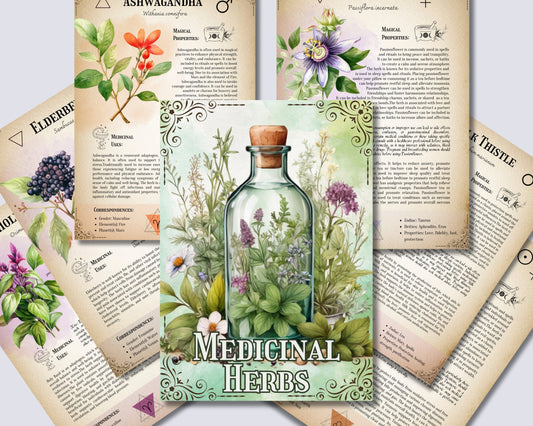 The Ultimate Medicinal Herbs Collection- Grimoire Printable, Book of Shadows Printable