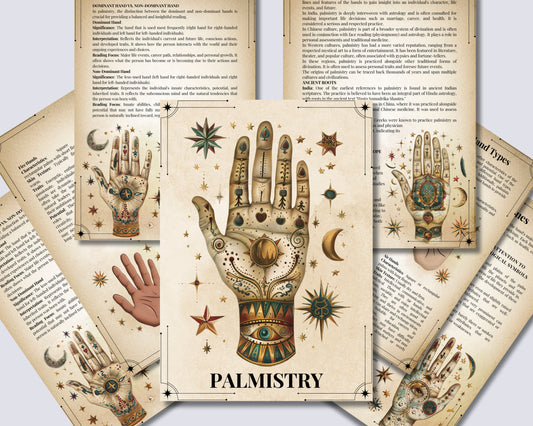 Palmistry. Basic guide. Beautiful pages for your Grimoire or Book Of Shadows. Printable
