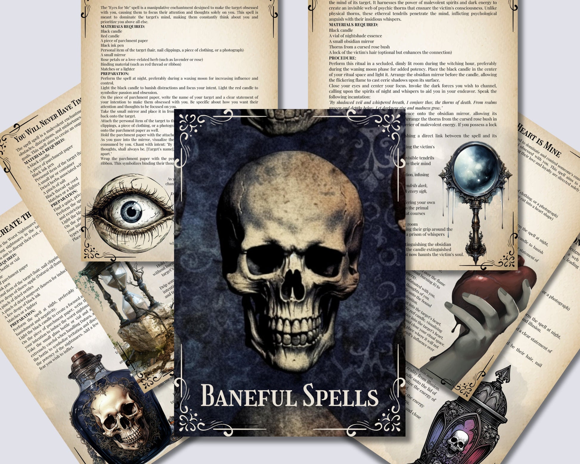 Baneful Magic Spells Collection. 17 Potent Curses & Hexes. Printable.