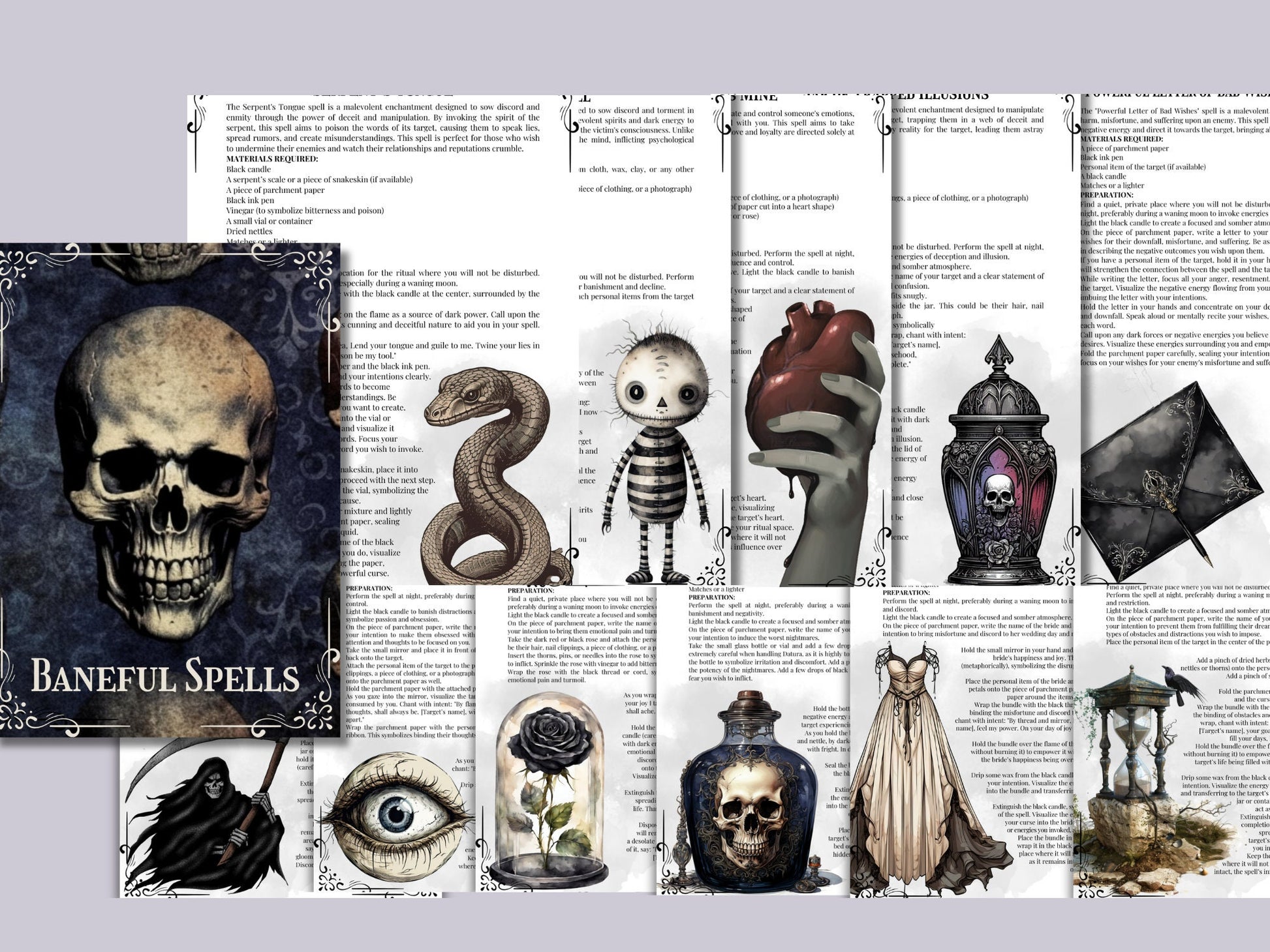 Baneful Magic Spells Collection. 17 Potent Curses & Hexes. Printable.