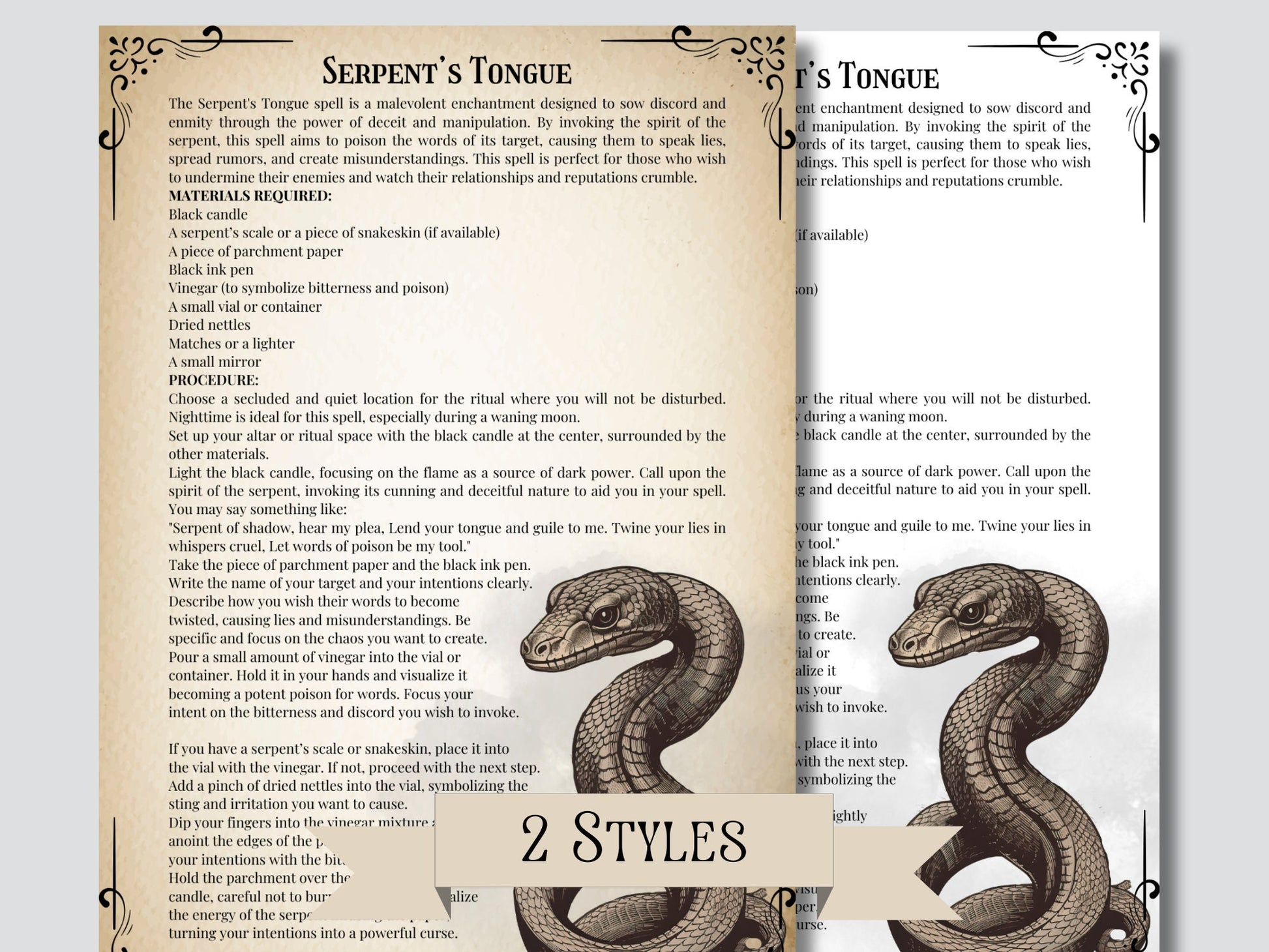Baneful Magic Spells Collection. 17 Potent Curses & Hexes. Printable.